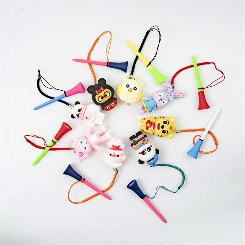Tee golf dây cao su giá đỡ bóng chơi golf với dây treo họa tiết nhiều hình dễ thương TG026