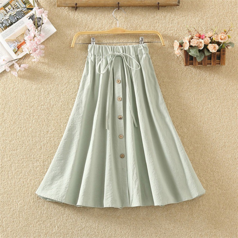 Chân váy chữ A màu trơn lưng co giãn phong cách Hàn Quốc duyên dáng cho nữ | BigBuy360 - bigbuy360.vn