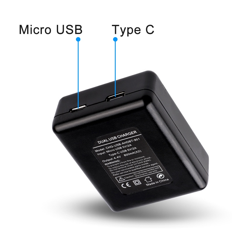 Dây Cáp Sạc Pin Hai Cổng Usb Dành Cho GoPro Hero 9 Go Pro 9 Black Gopro9 Hero9