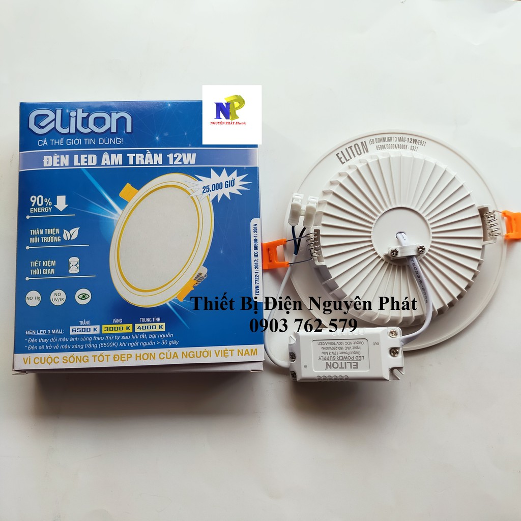 [Eliton] Đèn Led Âm Trần 3 Màu Công Suất 6w 9w 12w Hàng Chất Lượng Cao Bảo Hành 18 Tháng