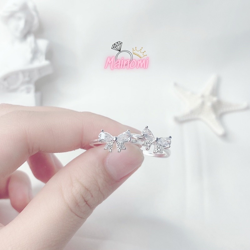 Nhẫn Nơ bạc ta xinh xắn nhẹ nhàng, thiết kế bắt mắt. Chân ái của các nàng thơ Mainomi Shop Bạc Xinh