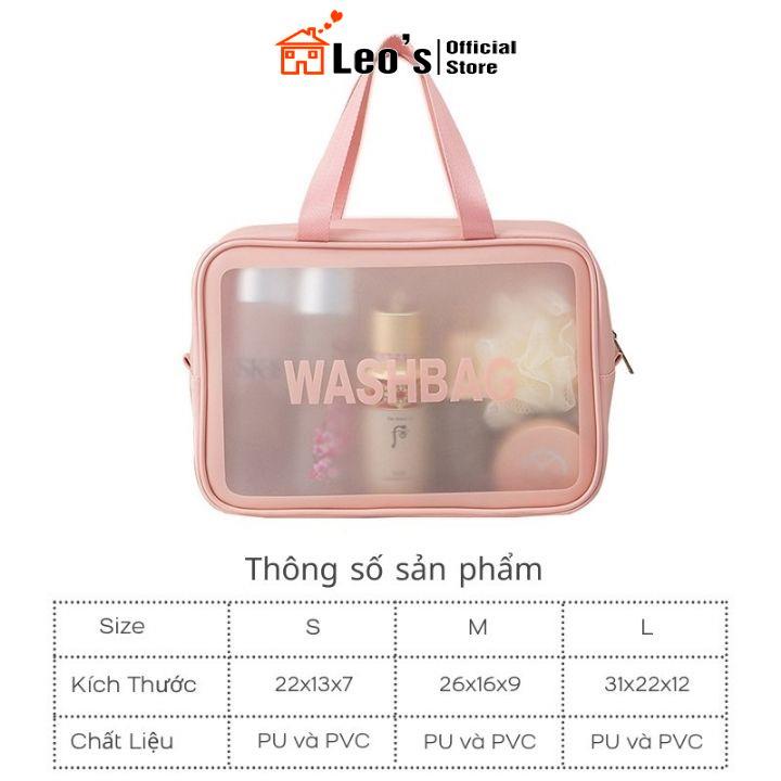 Túi đựng mỹ phẩm, đồ trang điểm Washbag mini trong suốt dễ dàng mang theo khi đi du lịch, đi làm Leo's_Official