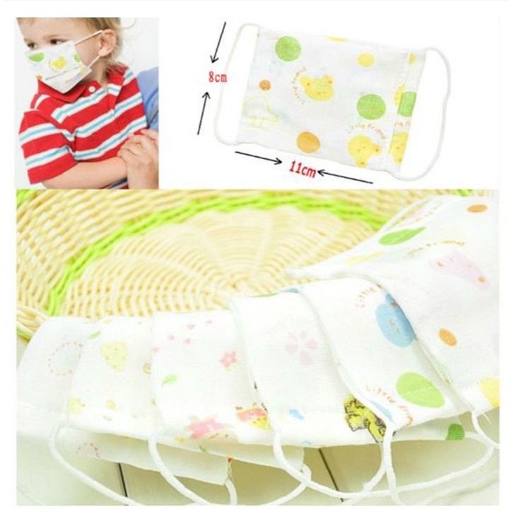 Khẩu trang xô cho bé xuất Nhật 4 lớp, Khẩu trang cho bé 2-4 tuổi 100% bông mềm chống bụi hiệu quả BBShine – M006
