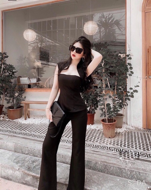 Set áo peplum + quần loe