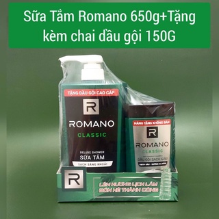 Sữa tắm romano 650g+tặng chai dầu gội 150g.
