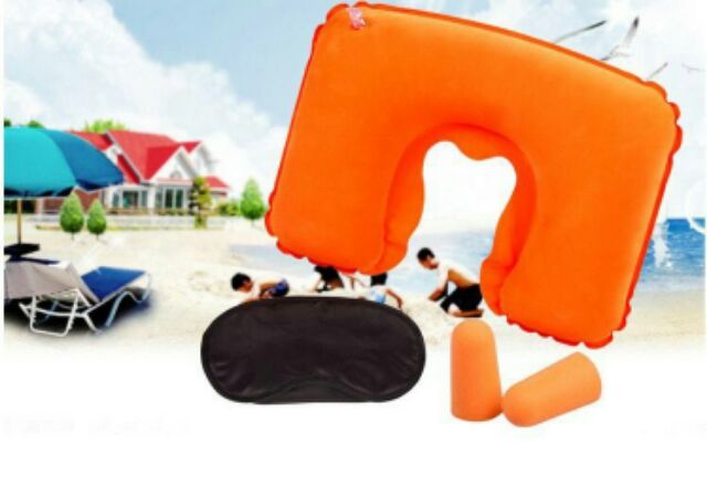 Gối hơi kèm bịt tai, che mắt