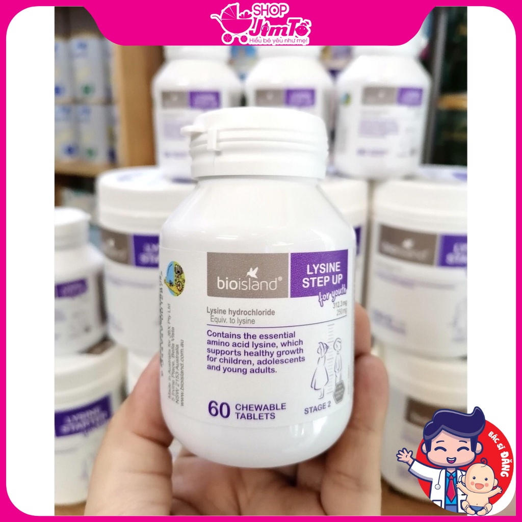 Viên Tăng Chiều Cao Lysine Bioisland Giúp Tăng Chiều Cao, Tăng Chuyển Hoá Cho Trẻ  Hộp 60 Viên