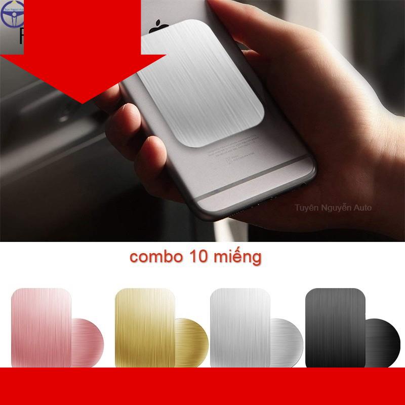 Combo 10 miếng kim loại dán lưng điện thoại, máy tính dùng cho đế hít giá đỡ nam châm trên ô tô xe hơi