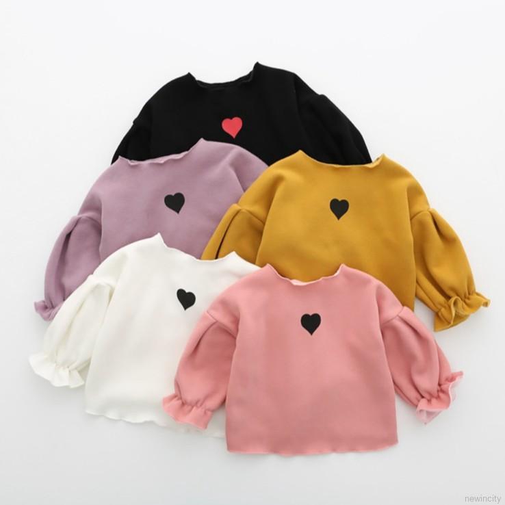 [NHẬP KIDTET hoàn 15% xu đơn 150k] Áo thun dài tay in họa tiết trái tim cho bé gái