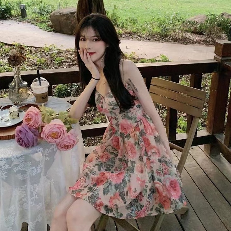 Đầm hoa Perty hai dây thời trang Hàn Quốc cho nữ