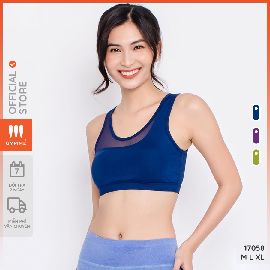 Áo sport bra tập gym yoga GYMME lệch vai phối lưới - 17058