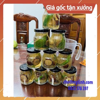 Hũ thủy tinh bầu nắp thiếc vàng-đen 100ml làm yến,yaourt