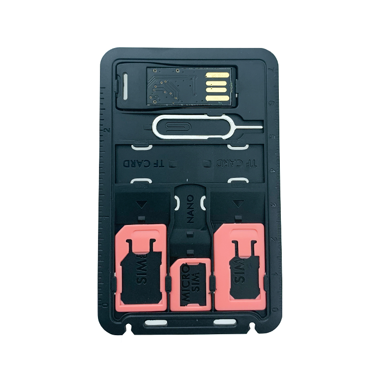 All in One Credit Card Size Slim SIM Adapter kit with TF card reader & SIM Card Tray Eject Pin, SIM Card holder