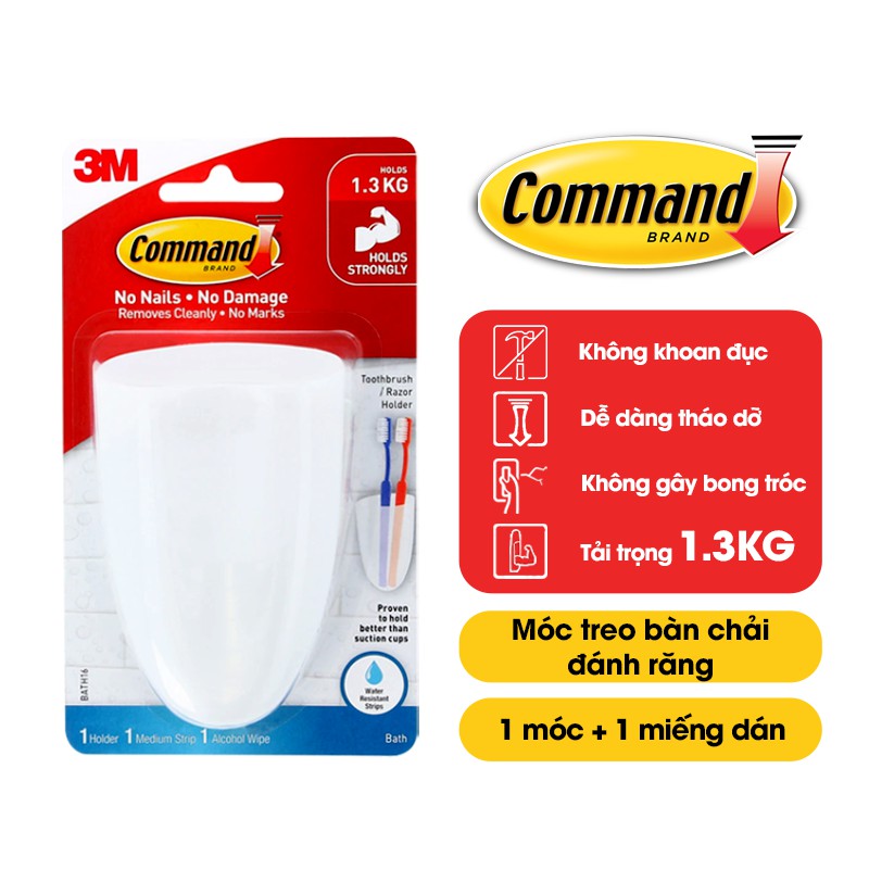 Vỉ Móc Treo Bàn Chải Đánh Răng, Dao Cạo 3m Command 1.3KG