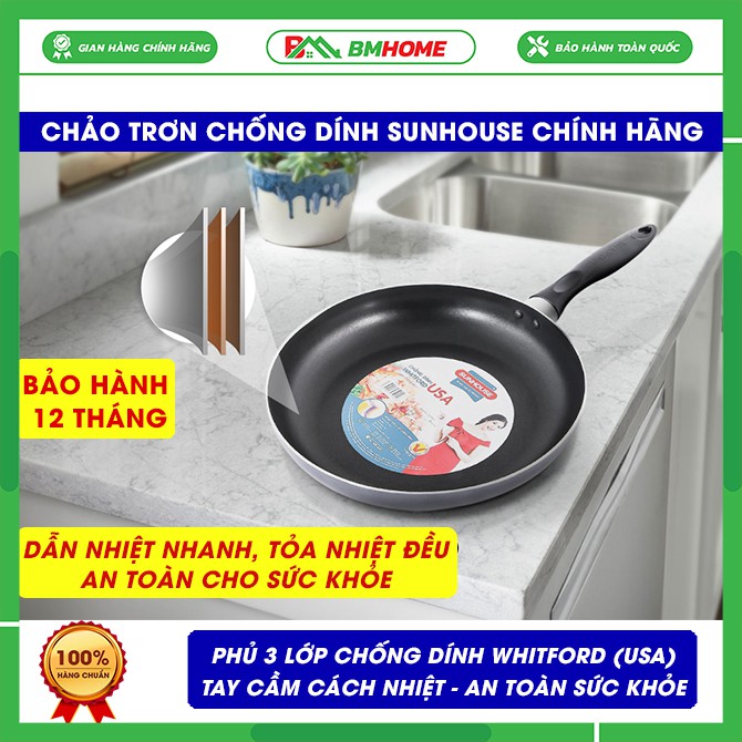 Chảo chống dính Sunhouse, chảo trơn Sunhouse CT26 dẫn nhiệt nhanh, tỏa nhiệt đều, siêu bền - Bảo hành 12 tháng