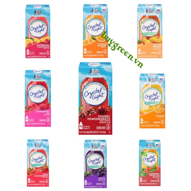 Bột pha nước ép trái cây giảm cân ko đường hãng Crystal Light