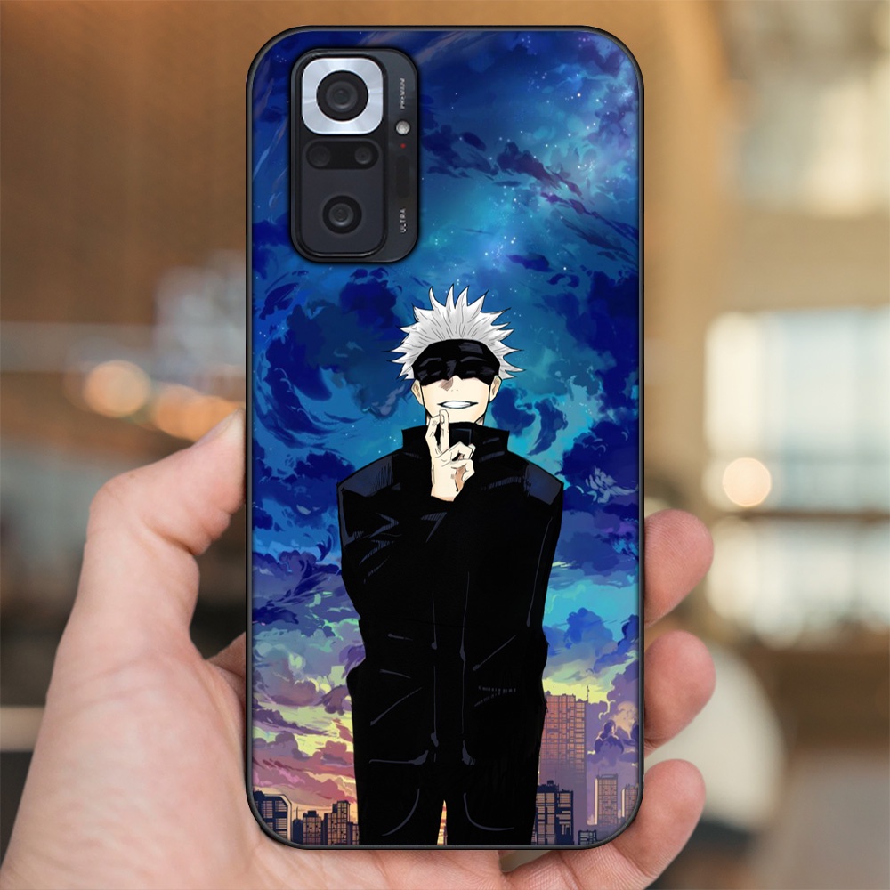 Ốp lưng Xiaomi Redmi Note 10 Pro viền đen in hình Satoru Jujutsu Kaisen