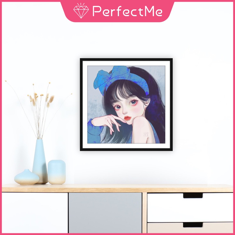 Bộ tranh đính đá 5D tự làm hình cô gái dễ thương 30x30cm