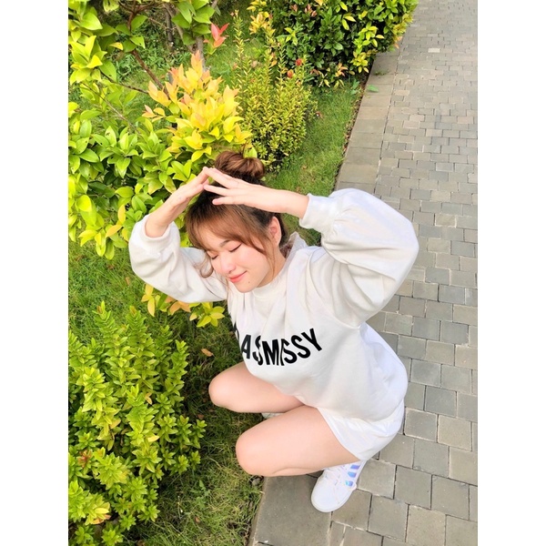 Set nỉ bộ thể thao Quần short áo sweater BADASSMISSY unisex chất dày dặn