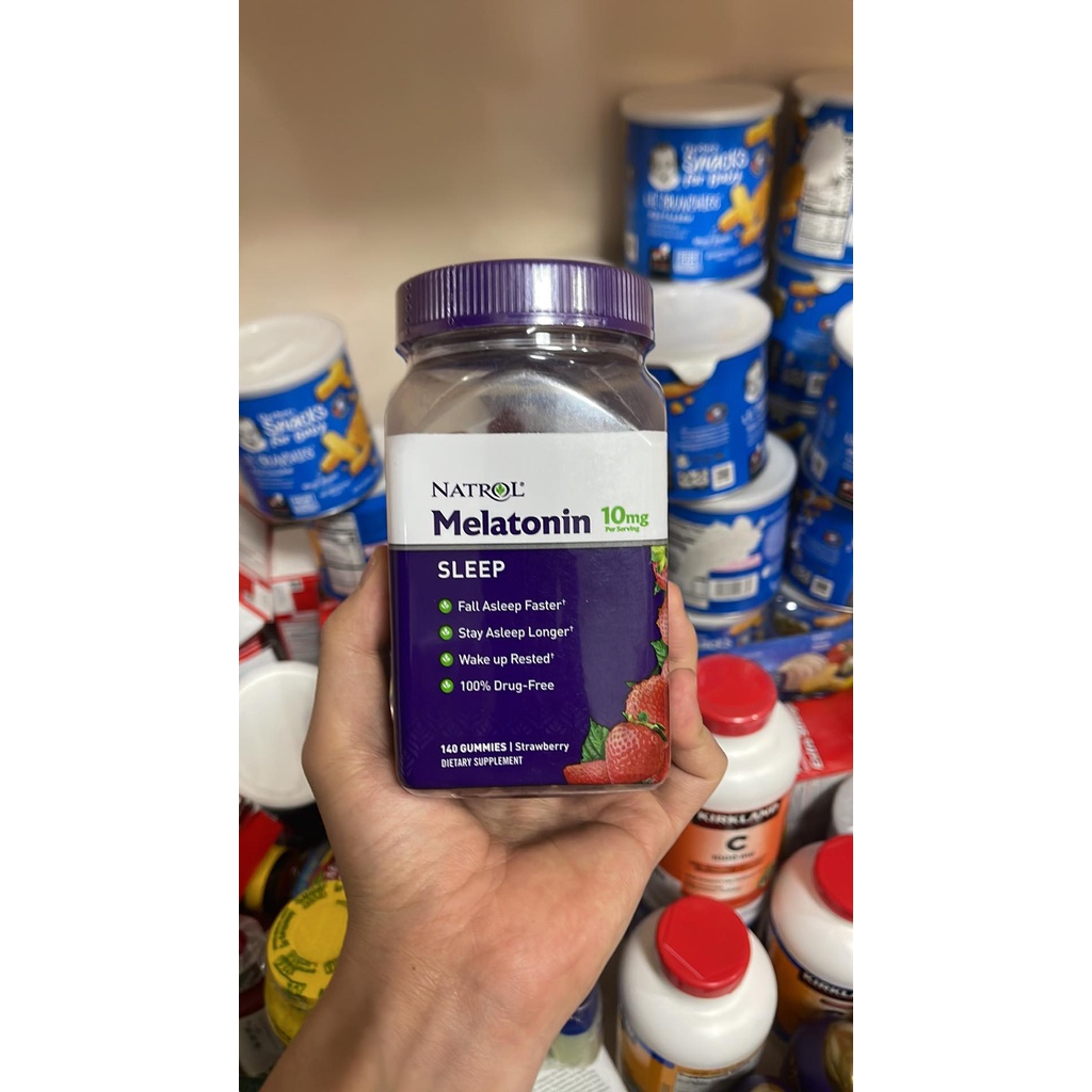 Kẹo hỗ trợ giấc ngủ Melatonin Gummies Natrol 10mg vị dâu, giảm stress căng thẳng, ngủ sâu hơn, bớt lo lắng