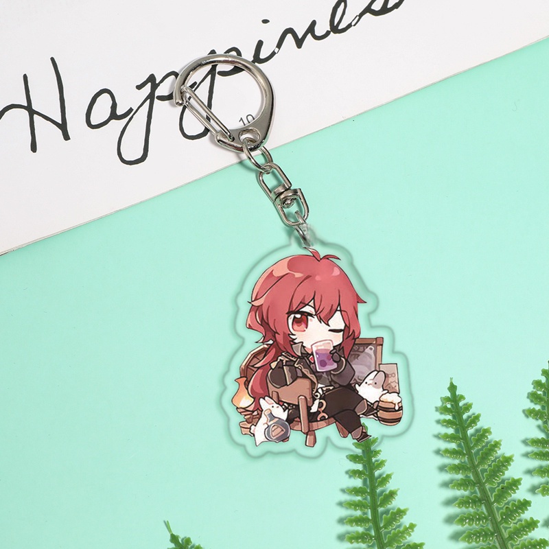 Móc chìa khóa họa tiết nhân vật trò chơi Genshin độc đáo dễ thương