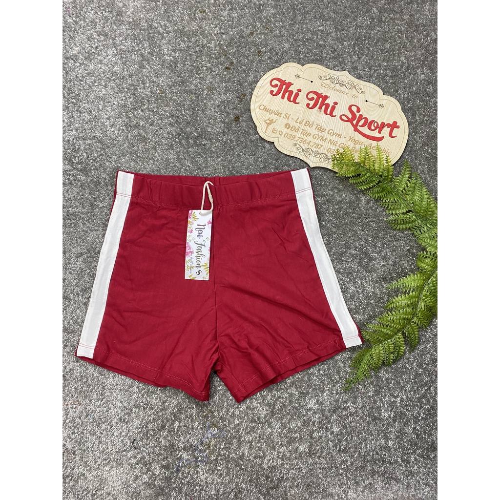 QUẦN ĐÙI LƯNG CAO 1 SỌC TÔN DÁNG THUN POLY