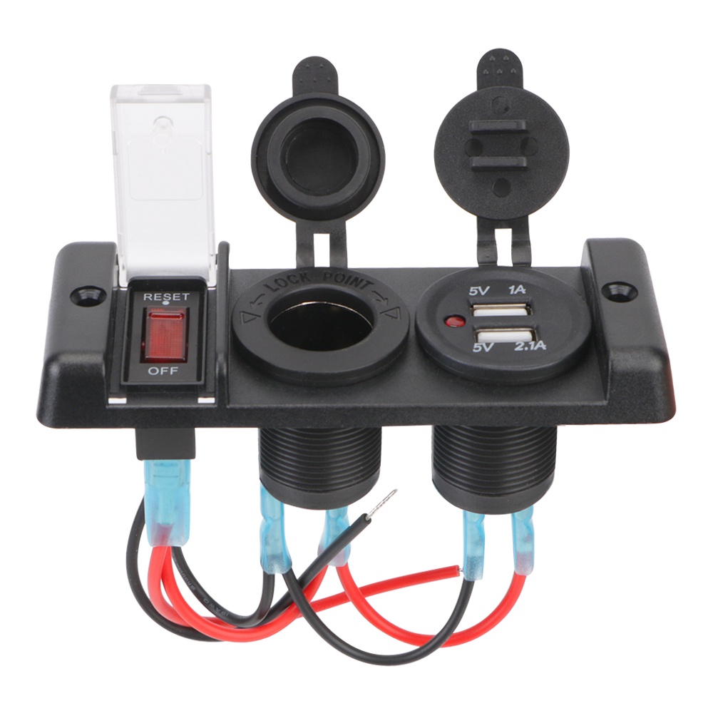 Ổ Cắm Điện Hai Cổng USB 2.1A / 1A 12V Tích Hợp Đèn LED Báo Hiệu Và Bật Lửa Thuốc Lá Cho Xe Hơi