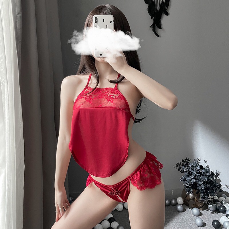 Đồ ngủ sexy áo yếm gợi cảm kèm quần lót lọt khe hở đáy quyến rũ 5311