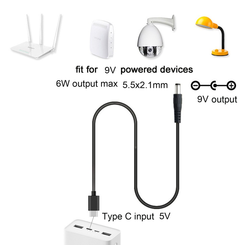Dây Cáp Nguồn USB C Sang 5 5x2 1mm 9V 0 7A Chuyên Dụng Cho Loa Đèn LED