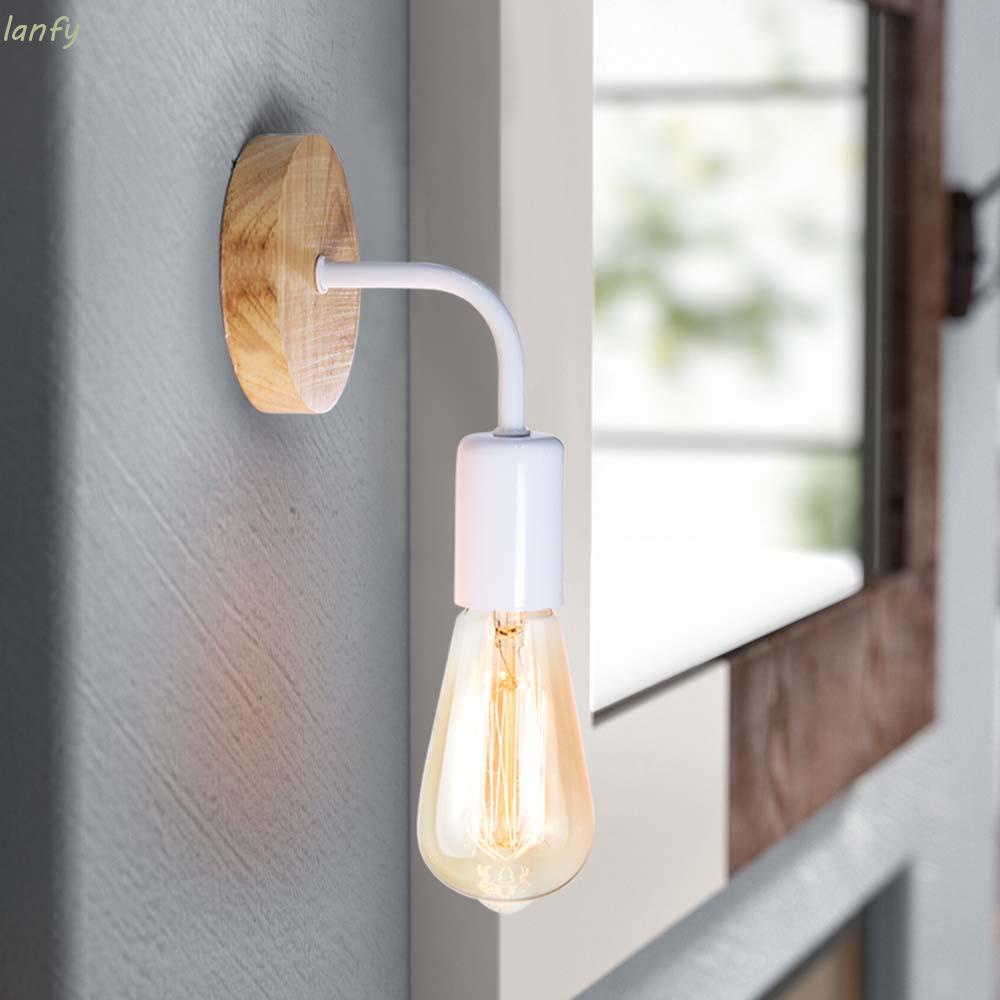 Chuôi Đèn E27 Bằng Gỗ Gắn Tường Trang Trí Phong Cách Bắc Âu