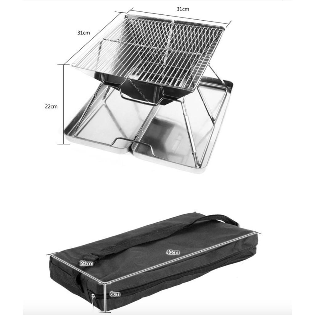 Bếp nướng than BBQ inox không gỉ AREMES xếp gọn - HanruiOffical