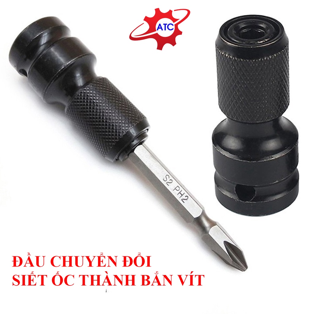 Đầu chuyển đổi từ Siết ốc sang bắn vít dùng cho máy siết đầu 4 cạnh