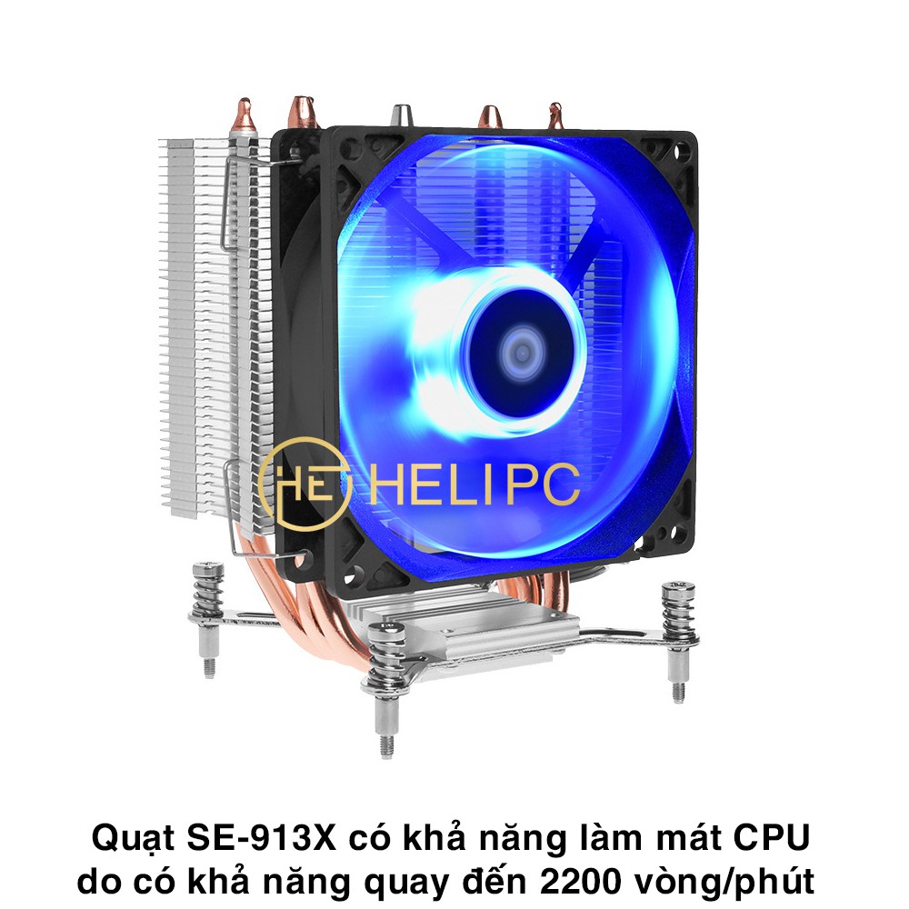 Quạt tản nhiệt CPU chính hãng ID Cooling SE-913X 4-Pin, Led xanh, 3 ống đồng hiệu năng mạnh mẽ