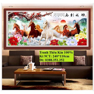 Tranh thêu chữ thập ngựa khổ lớn nhất 240*110cm