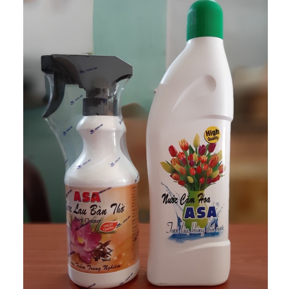 Bộ nước cắm hoa tươi lâu ASA 400ml và nước lau bàn thờ ASA 350ml