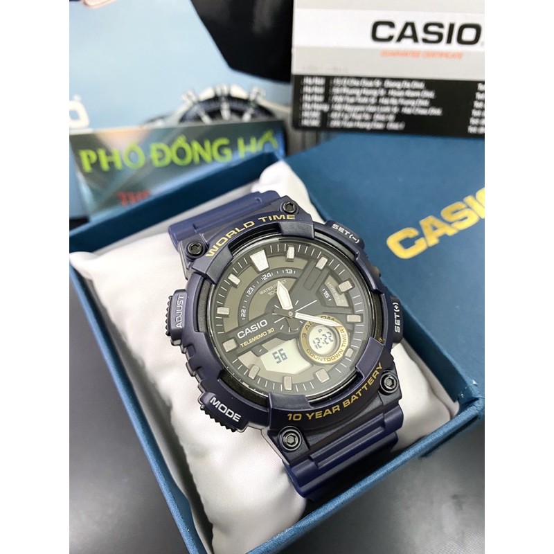 Đồng hồ nam dây nhựa Casio chính hãng Anh Khuê AEQ-110W-2AVDF