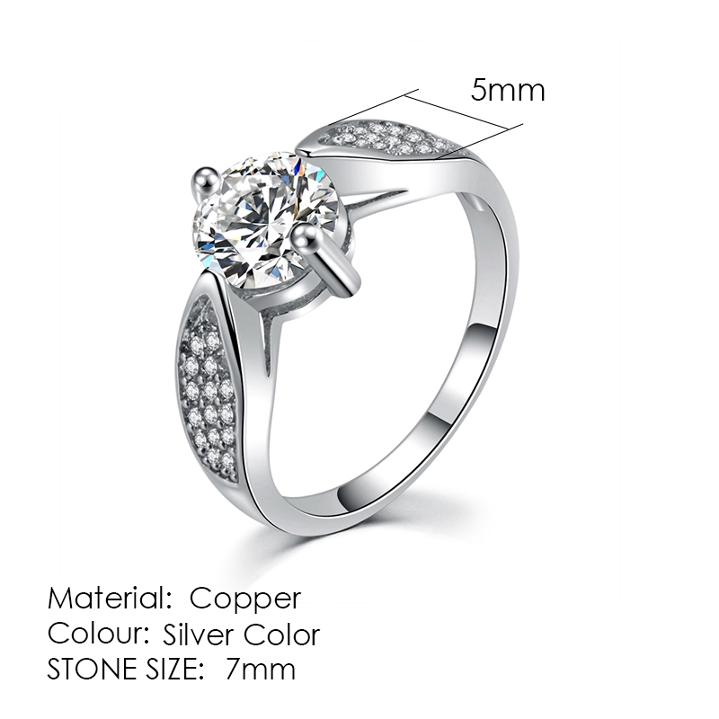 ZHOUYANG cưới Nhẫn Đối với phụ nữ đơn giản cổ điển Cubic Zirconia Bạc Màu Engagement ngón đeo nhẫn quà tặng trang sức R546