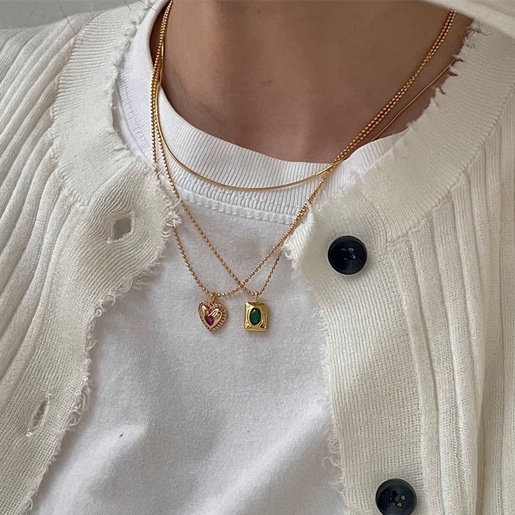 Vòng cổ Mặt Trái Tim Đính Đá zircon Thời Trang Cho Nữ