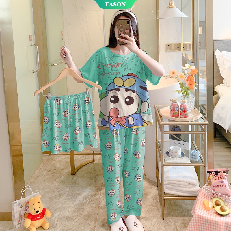 Bộ Đồ Ngủ Pijama In Hình Doraemon/Crayon/Maruko 2022 Thời Trang Cho Nữ-BX3843