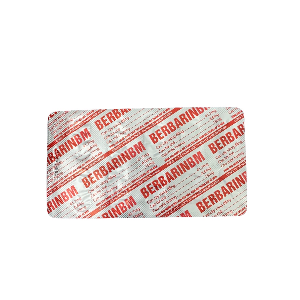 Berbarin BM hộp 10 vỉ * 10 viên nang hõ trợ người rối loạn tiêu hóa, viêm đại tràng, tiêu chảy