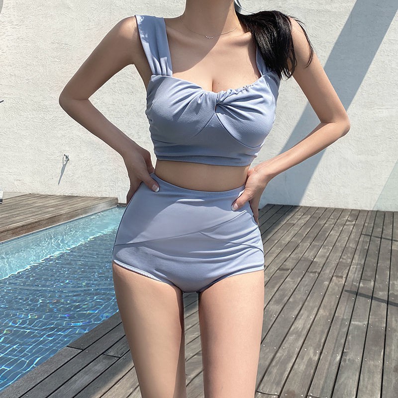 Tân nương Nhật Bản và Hàn Quốc áo tắm xẻ cao cổ yếm hở lưng gợi cảm không mảnh vải che bụng bikini suối nước nóng