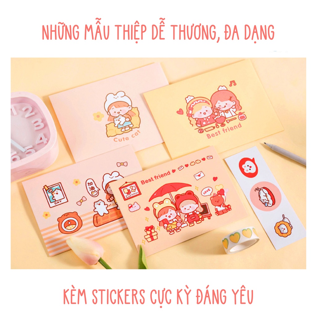 Thiệp chúc mừng sinh nhật quà tặng happy birthday DABU bộ thiệp 7 món cô bé bạn thân dễ thương cute