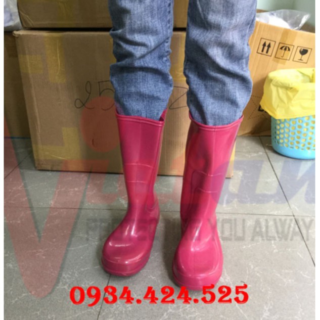 Ủng cao Su màu Hồng Ruốc cổ cao - 100% HÌNH THẬT