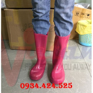 Ủng cao Su màu Hồng Ruốc cổ cao - 100% HÌNH THẬT