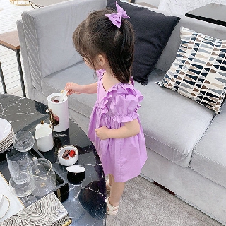 Đầm Bé Gái Chấm Bi Thắt Nơ Eo