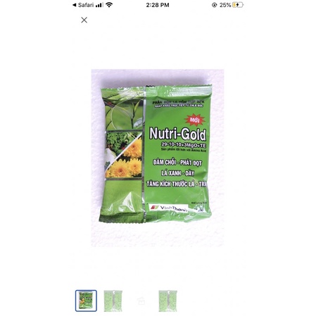 Phân bón đâm chồi phát đọt NUTRI-GOLD 29-10-10+ 3MGO+ TE gói 100g