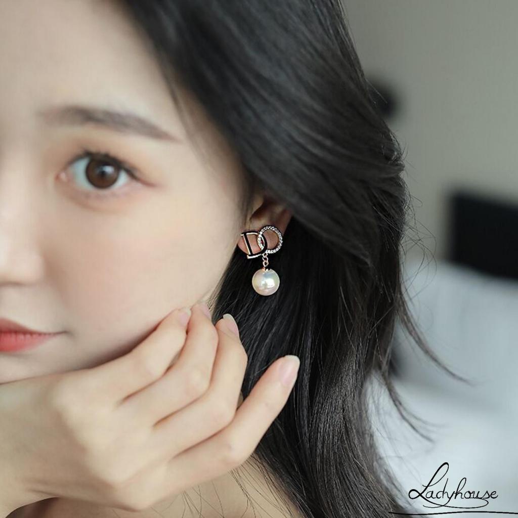 Bông Tai Đính Đá Ngọc Trai Thời Trang Dành Cho Nữ