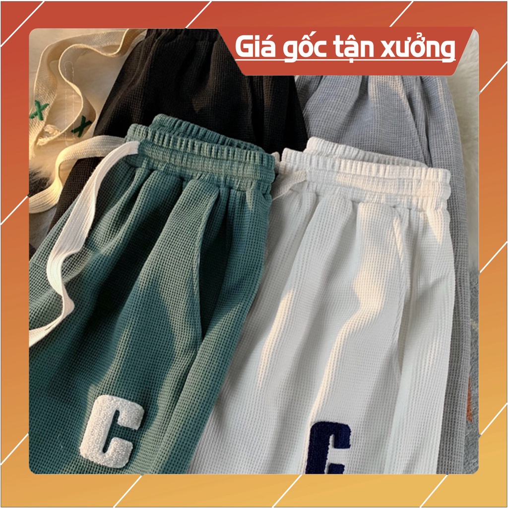 Quần thể thao nam nữ dáng Quần Ống Rộng Chất Tổ Ong Chữ C - Quần Thể Thao Unisex Dày Dặn Phong Cách Ulzzang Song Anh