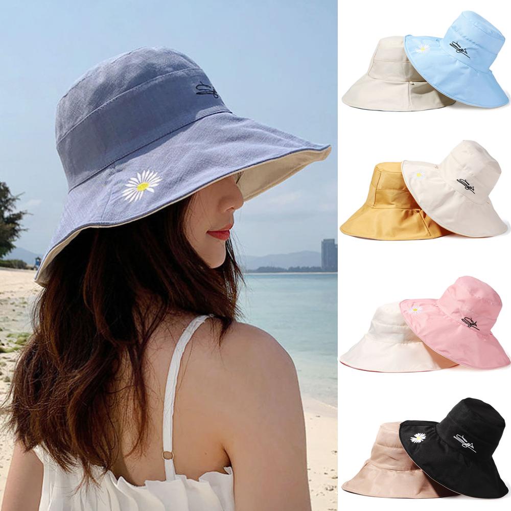 Mũ Tai Bèo Hai Mặt Chống Tia UV Có Dây Đeo Có Thể Gập Lại