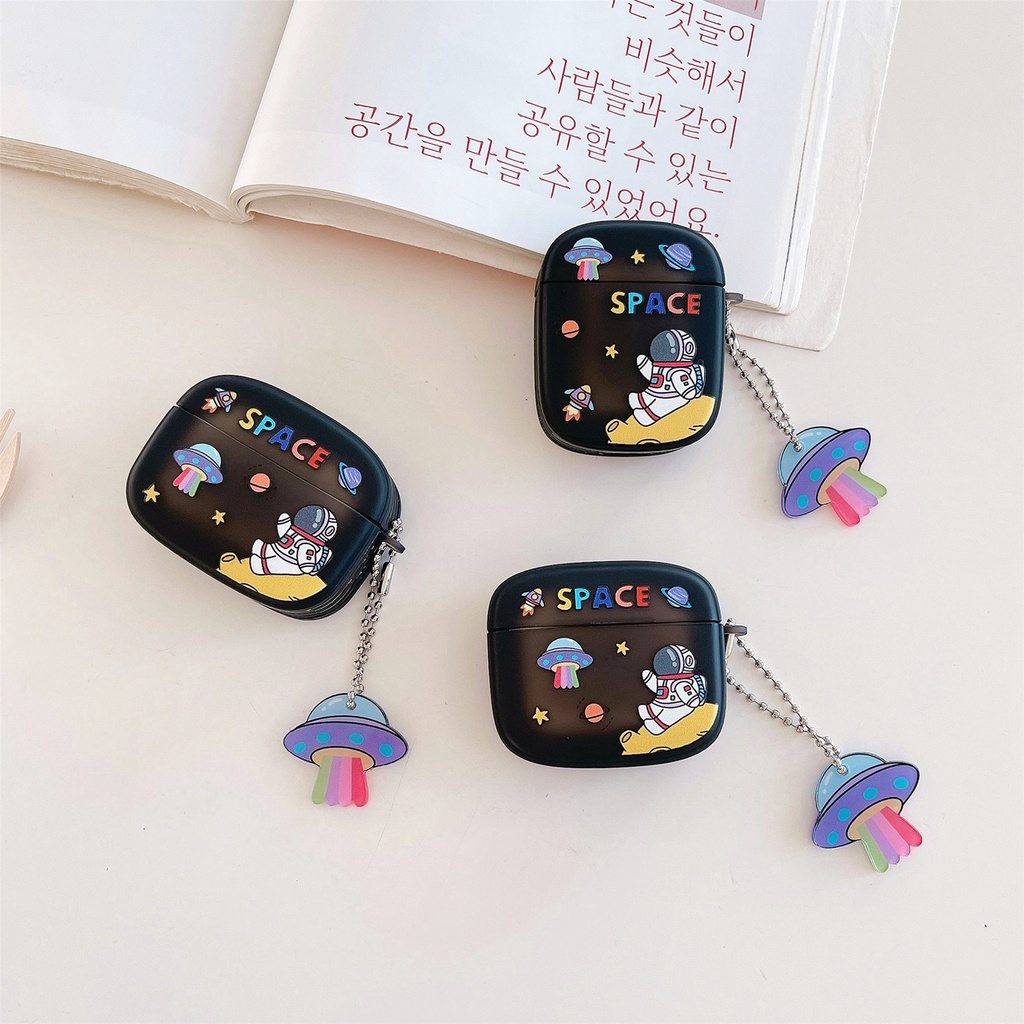 Vỏ Bảo Vệ Hộp Sạc Tai Nghe Bluetooth AirPods 1 2 pro 3 2021 gen3 Bằng Silicon Mềm Trong Suốt Họa Tiết Phi Hành Gia Chống Rơi